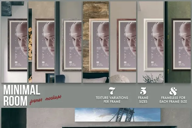 数字艺术作品展示样机模板合集 Minimal Room – Frames Mockups插图(1)