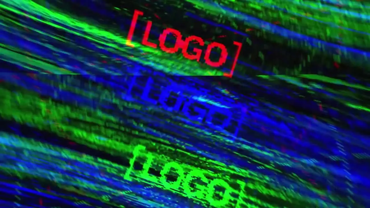 明亮而充满活力的电视失真小故障徽标显示像素设计精选AE模板