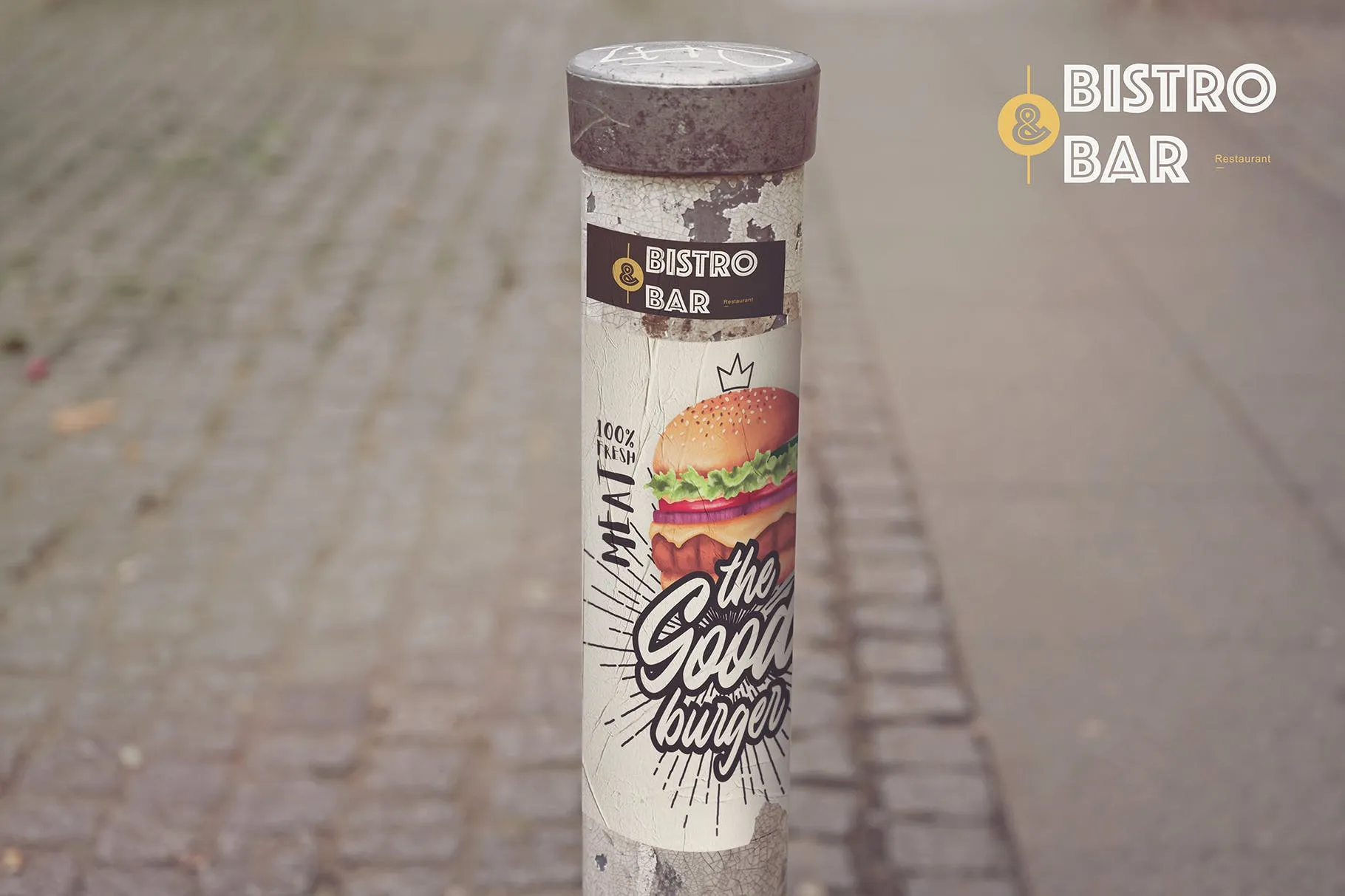 城市圆柱标志/海报张贴效果样机模板 Urban Sign Mockup插图(2)