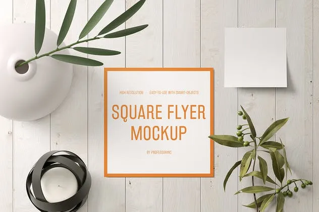 逼真方形传单样机套装v2 Square Flyer Mockup – Set 2插图(5)