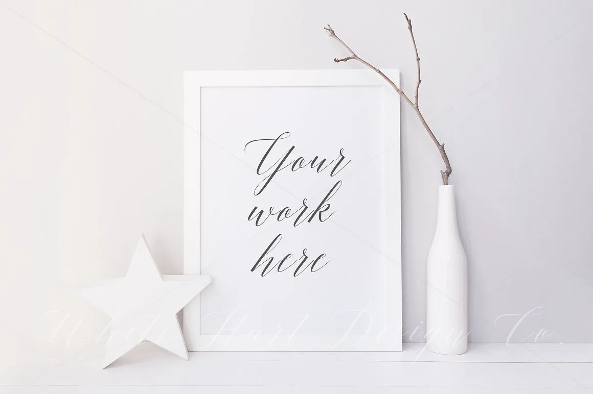 极简白色长方体相框样机模板 Styled frame mock up – 8528插图