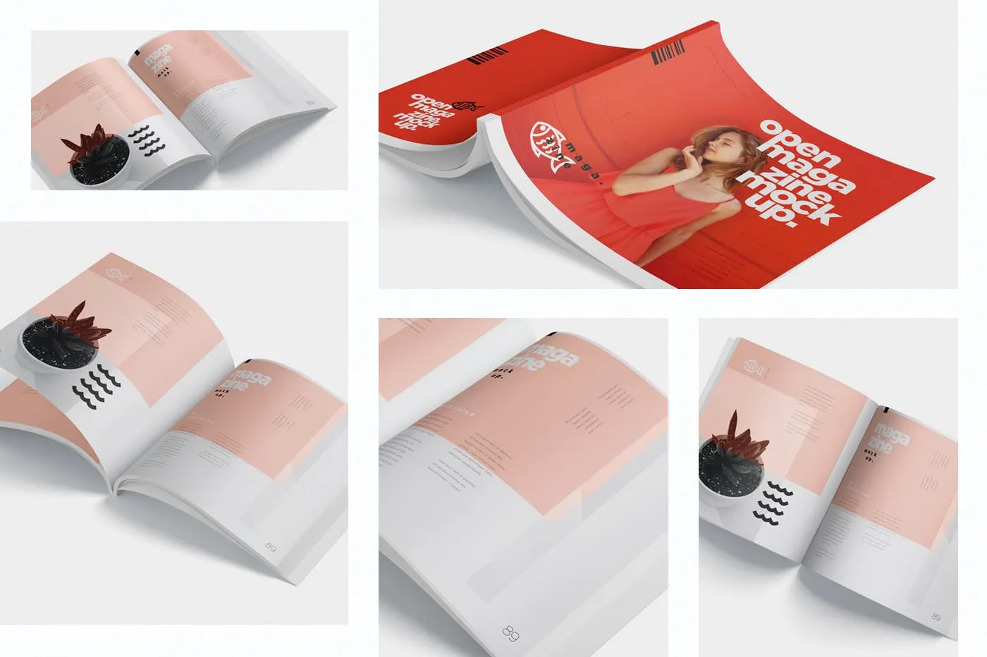 杂志内页排版设计印刷效果图样机 Open Magazine Mockups插图(1)