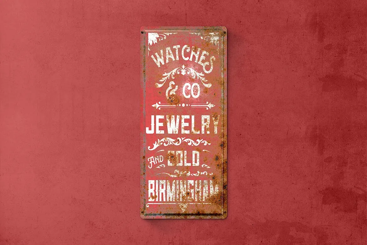 复古做旧生锈金属板风格Logo设计效果图样机 Vintage Rusty Metal Plate Mockup插图(1)