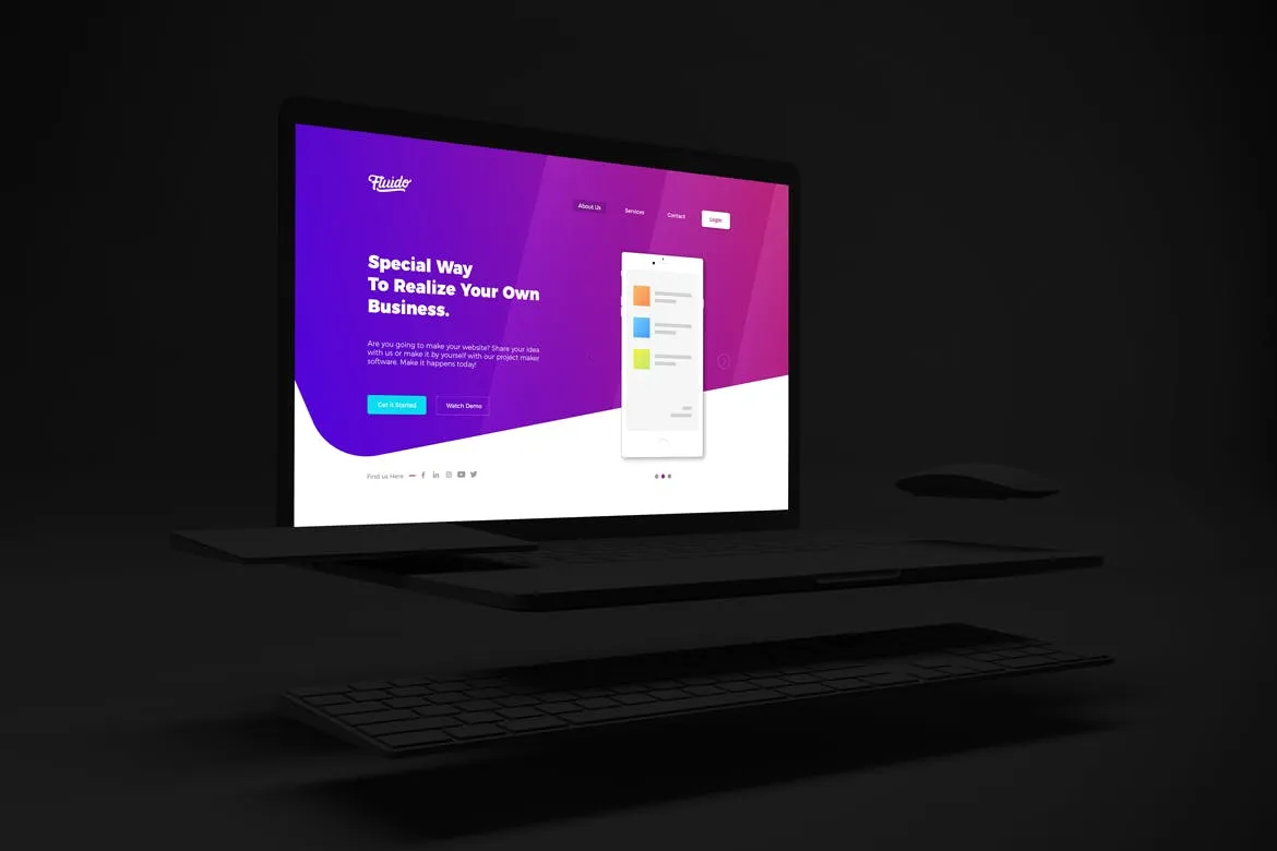 暗黑背景MacBook Pro笔记本电脑设计图预览素材库精选样机v3 Dark Macbook Pro Mockup V.3插图(6)