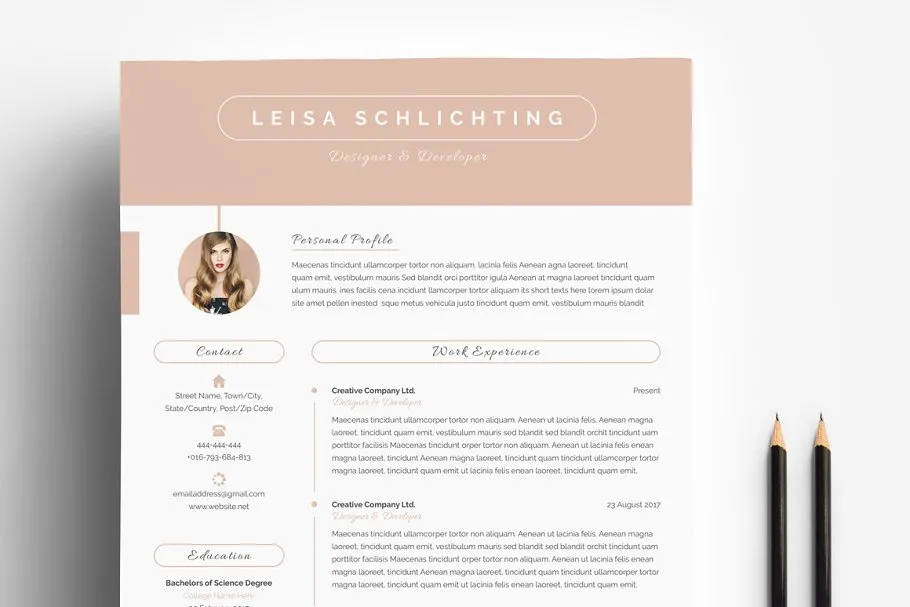现代简洁的求职简历模板  Modern Resume/CV 3-Pages插图