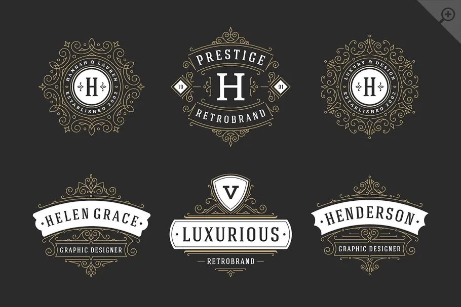 50款奢侈品品牌Logo设计模板 50 ornaments logos & monograms插图(3)