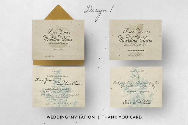 复古设计风格浪漫情书婚礼邀请函设计素材套装 Love Letter Wedding Invitation插图(4)