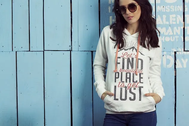 女性时尚休闲连帽衫服装样机 Female Hoodie Mockup插图(3)