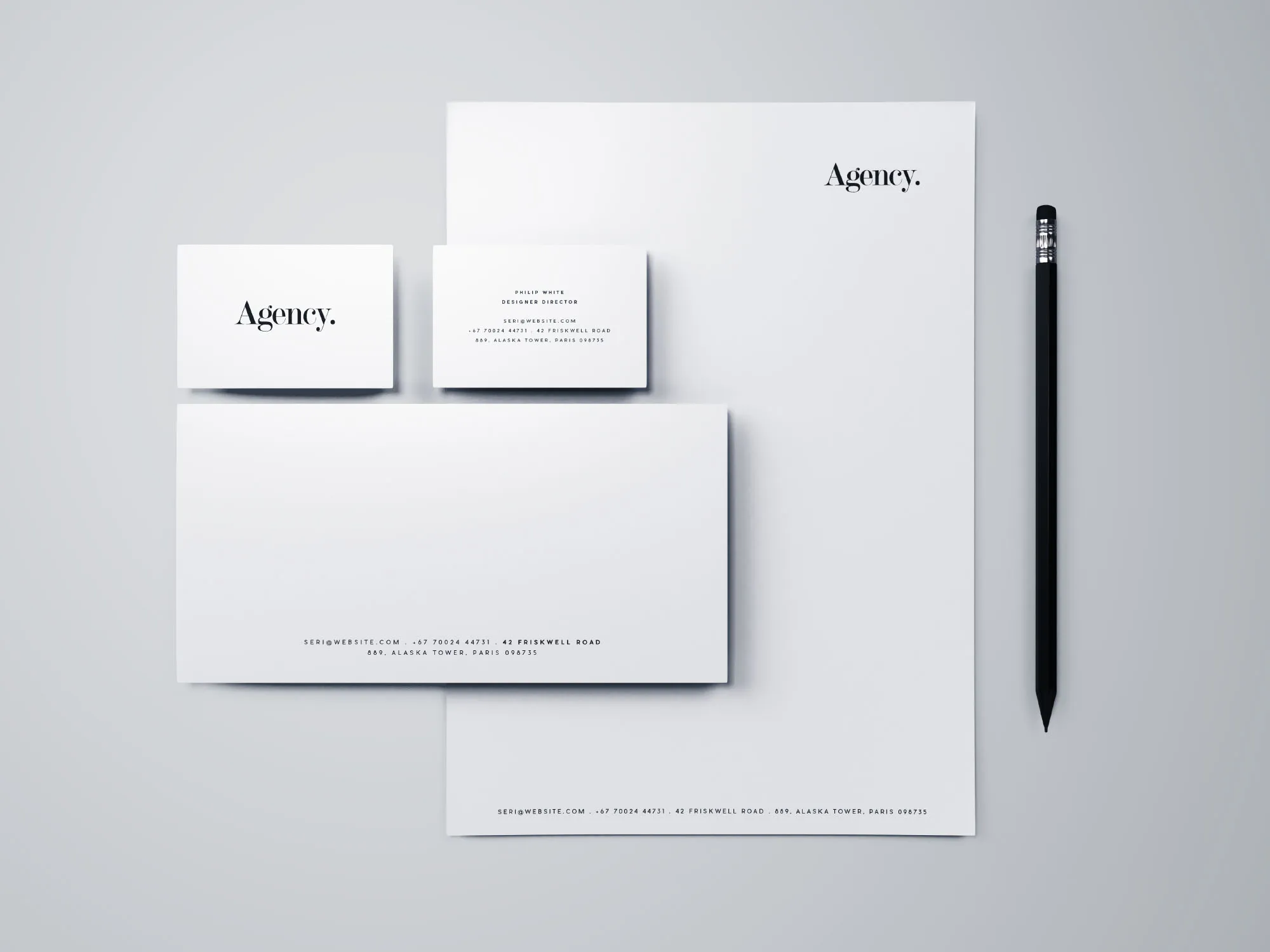 极简主义风格企业品牌VI设计效果预览办公用品样机 Minimal Branding & Stationery Mockup插图
