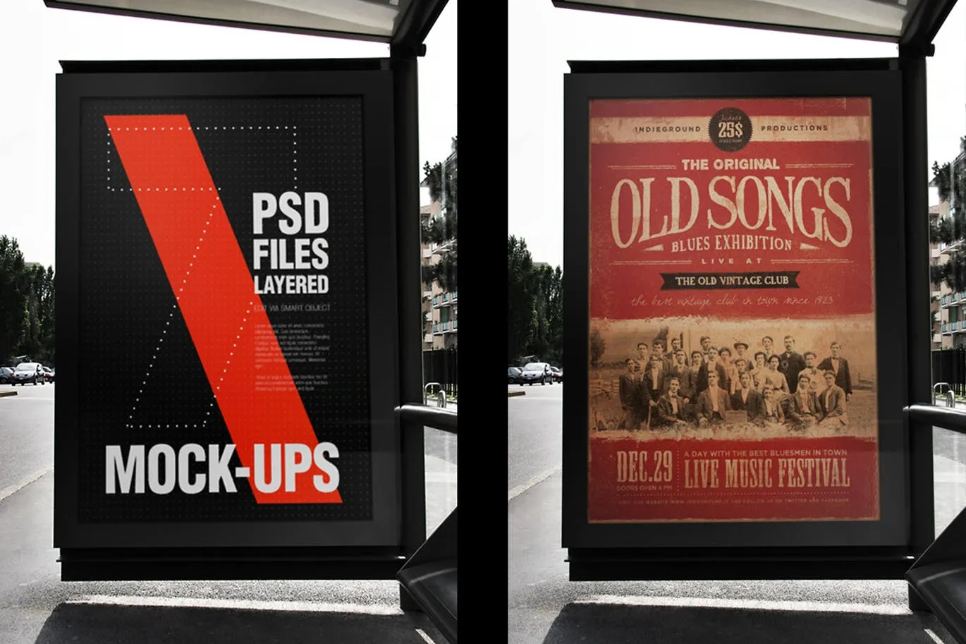 城市街道传单海报张贴效果图样机像素设计精选 Urban Flyer Poster Mockup