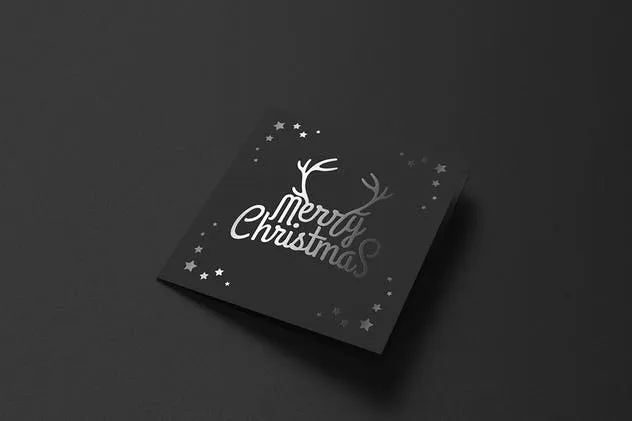 正方形铝箔冲压贺卡样机 Square Greeting Card Mock-Up with Foil Stamping插图(13)