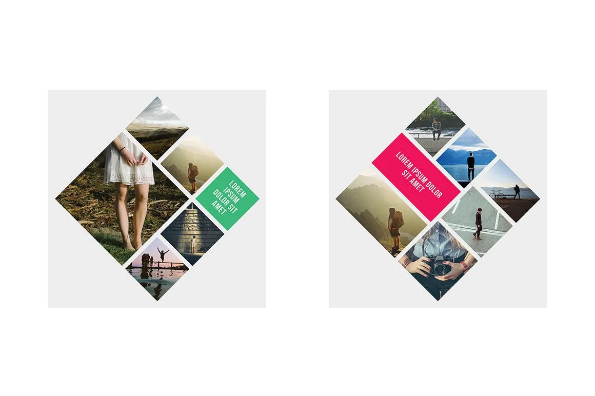 菱形相框照片预览样机素材库精选模板 Rhombic Photo Frame Templates插图(4)