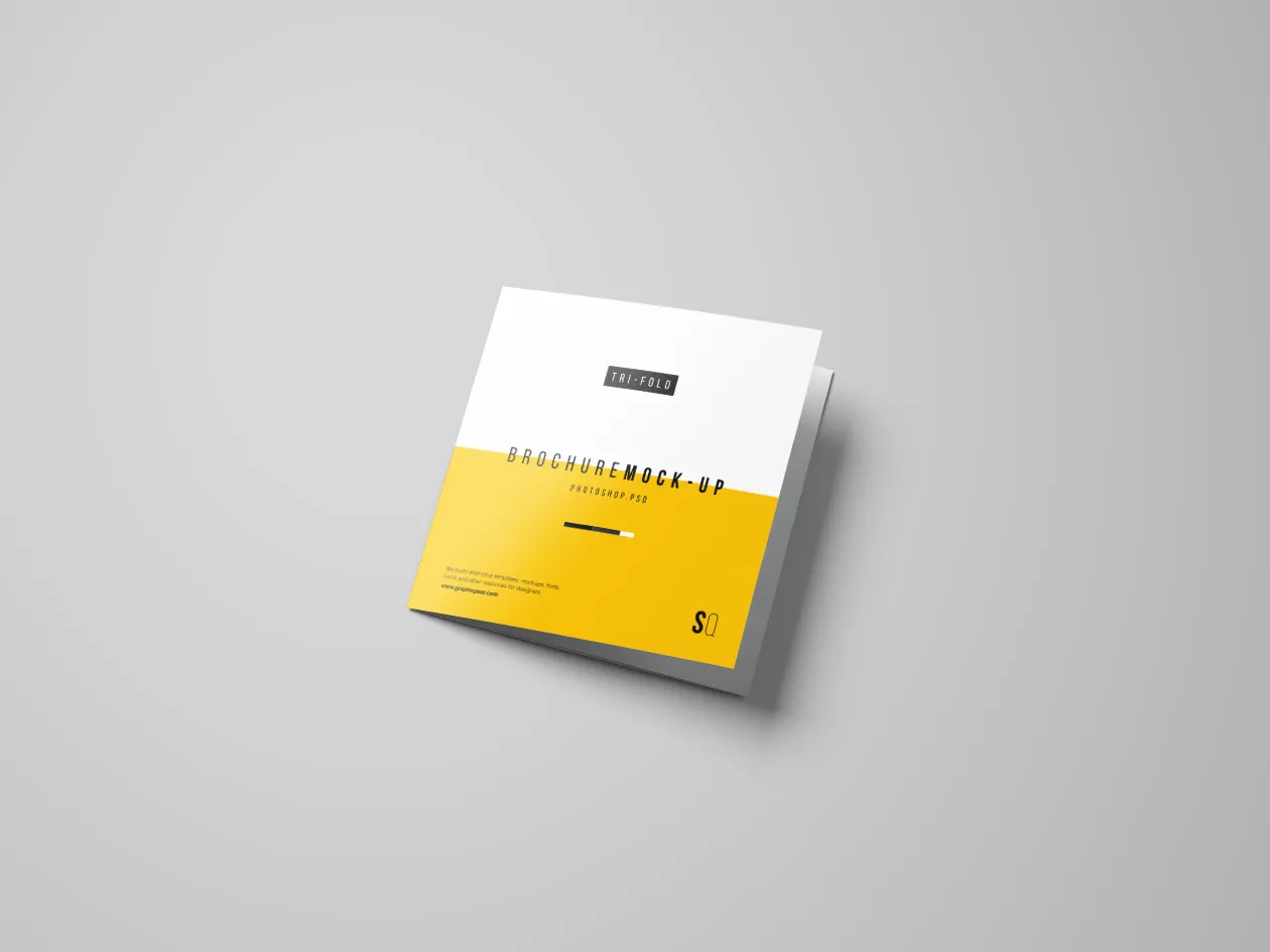 方形三折小册子设计内页印刷效果图样机模板 Square Tri-Fold Brochure Mockup插图(2)