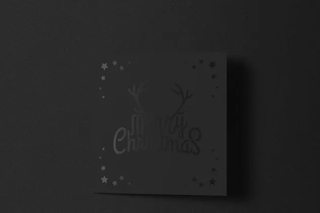 正方形铝箔冲压贺卡样机 Square Greeting Card Mock-Up with Foil Stamping插图(1)