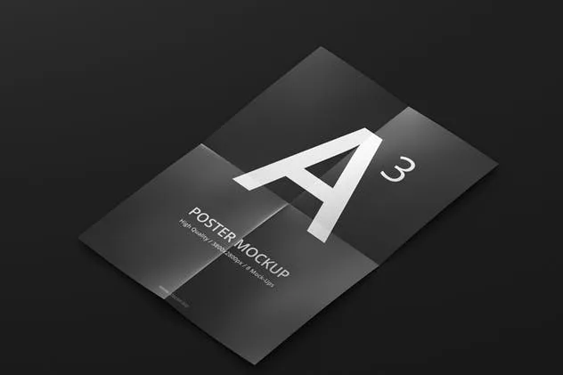 高分辨率带折痕海报样机模板 Poster Mock-Up插图(3)