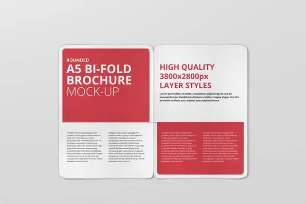 A5尺寸圆角双折页宣传册设计效果图样机素材库精选 A5 Bi-Fold Brochure Mock-Up – Round Corner插图(10)