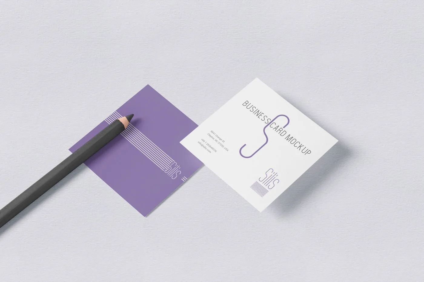方形名片叠放阴影效果样机素材库精选模板 Square Shaped Business Card Mockups插图(1)