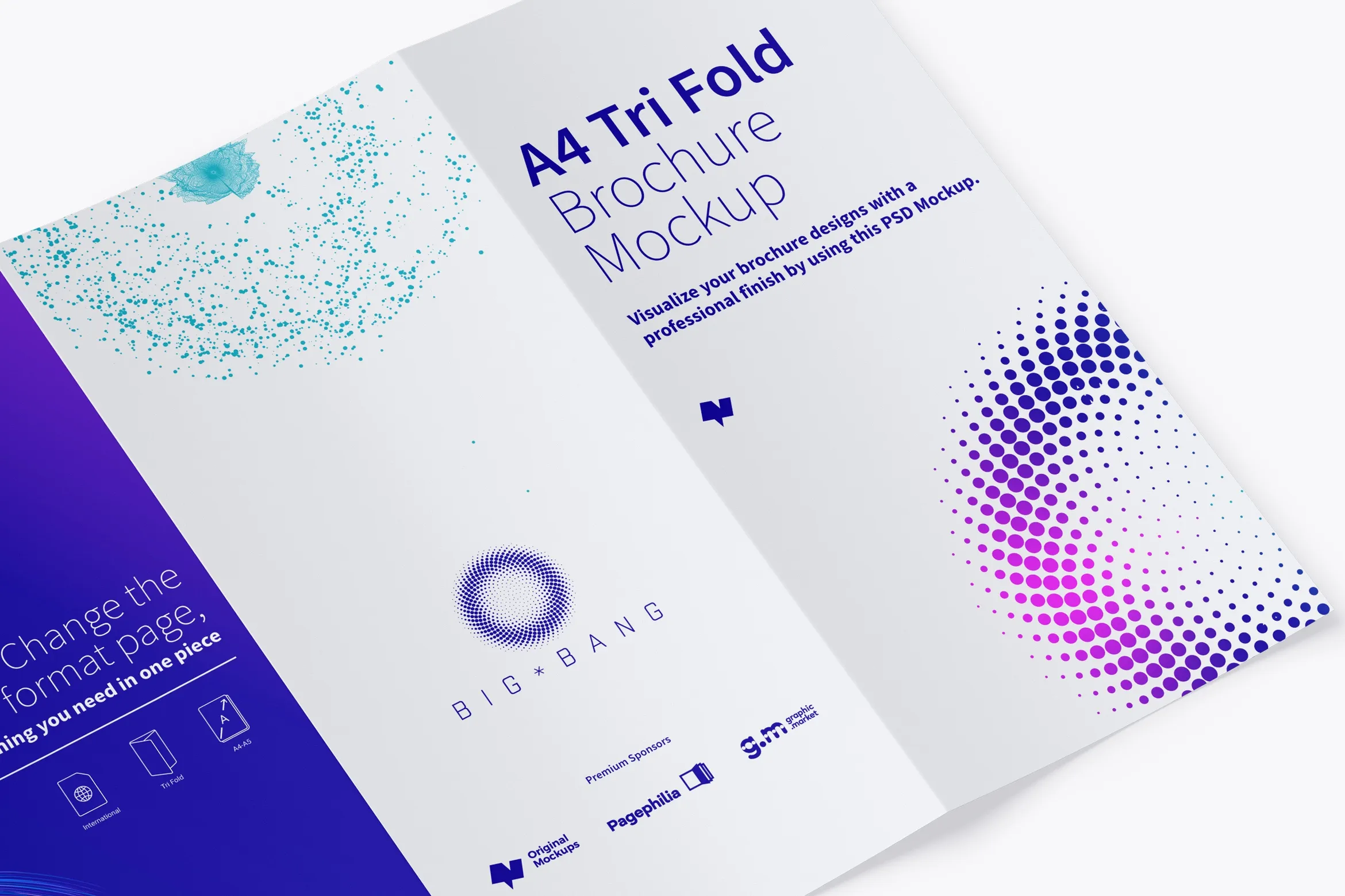 A4三折页折叠传单＆小册子设计效果预览样机02 A4 Trifold Brochure Mockup 02插图(3)