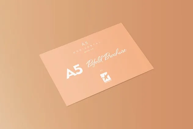 A5尺寸规格宣传册设计平铺视觉样机模板 Bi-Fold A5 Horizontal Brochure Mock-Ups Vol.1插图(15)