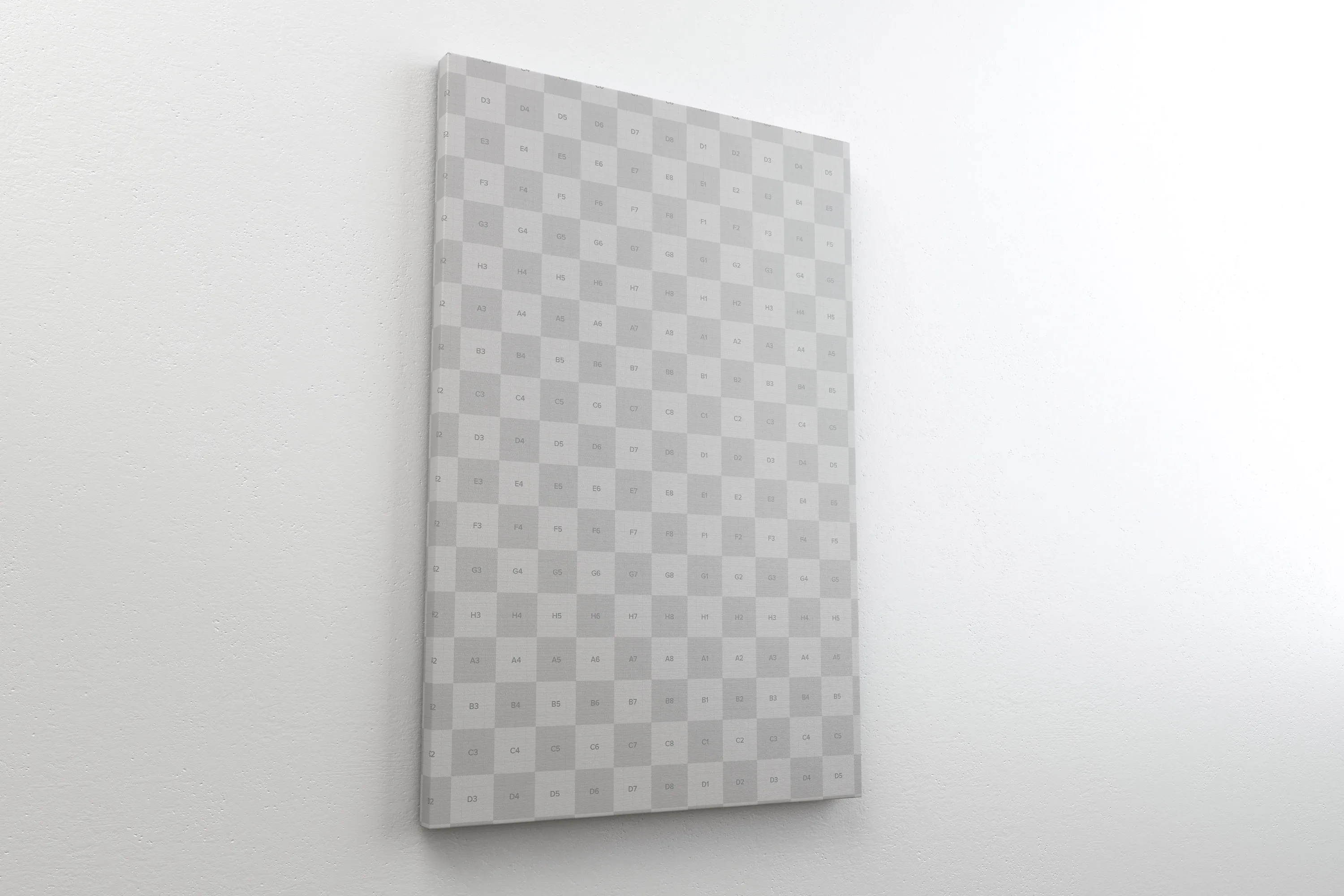 挂墙画布画框作品预览左视图样机素材 2:3 Portrait Canvas Mockup Hanging on Wall, Left View