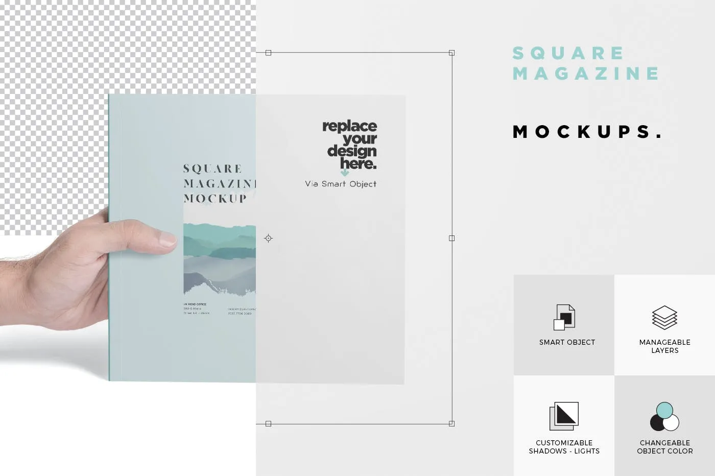 企业介绍画册/杂志设计效果图样机 Square Magazine Mockups插图(5)