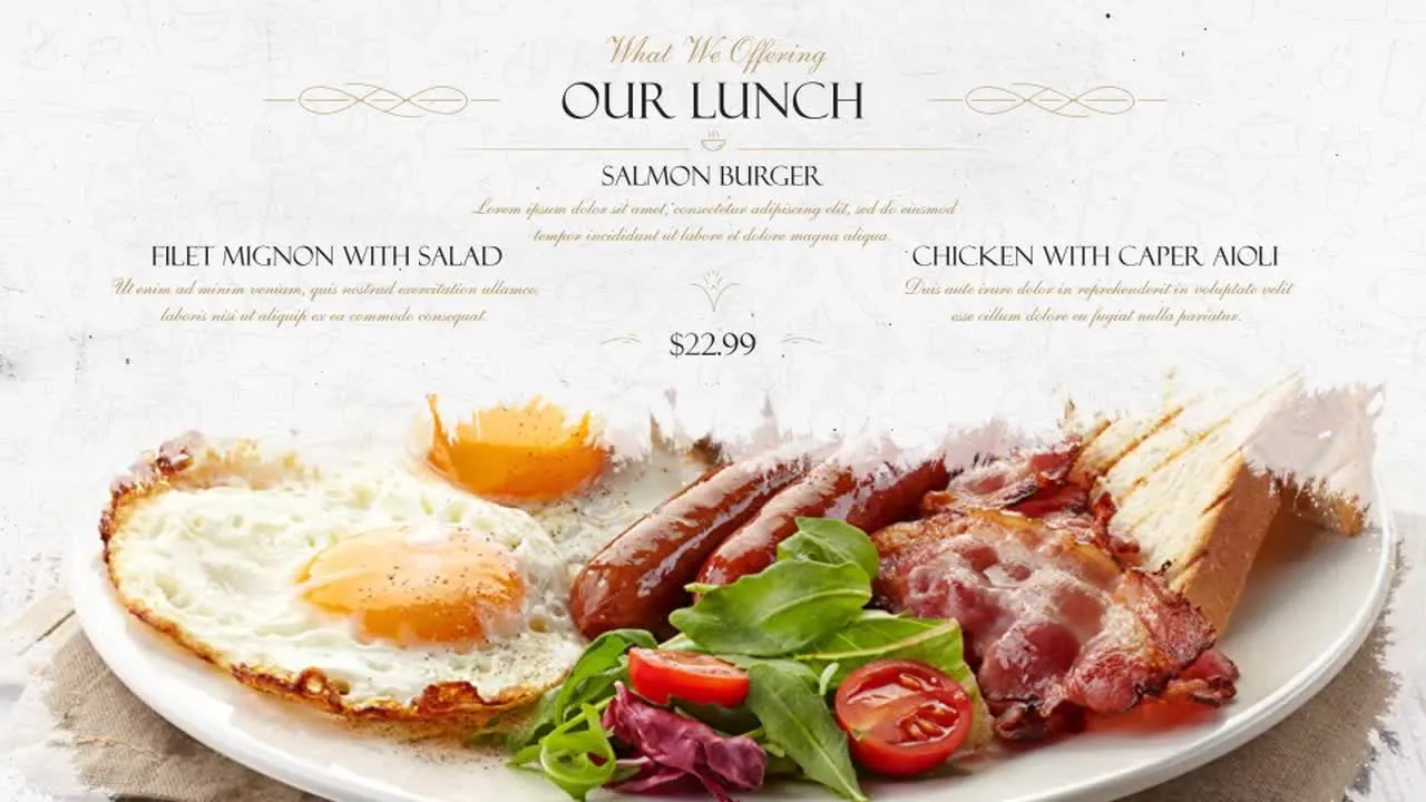 酒店餐馆菜谱食谱介绍视频ae模板