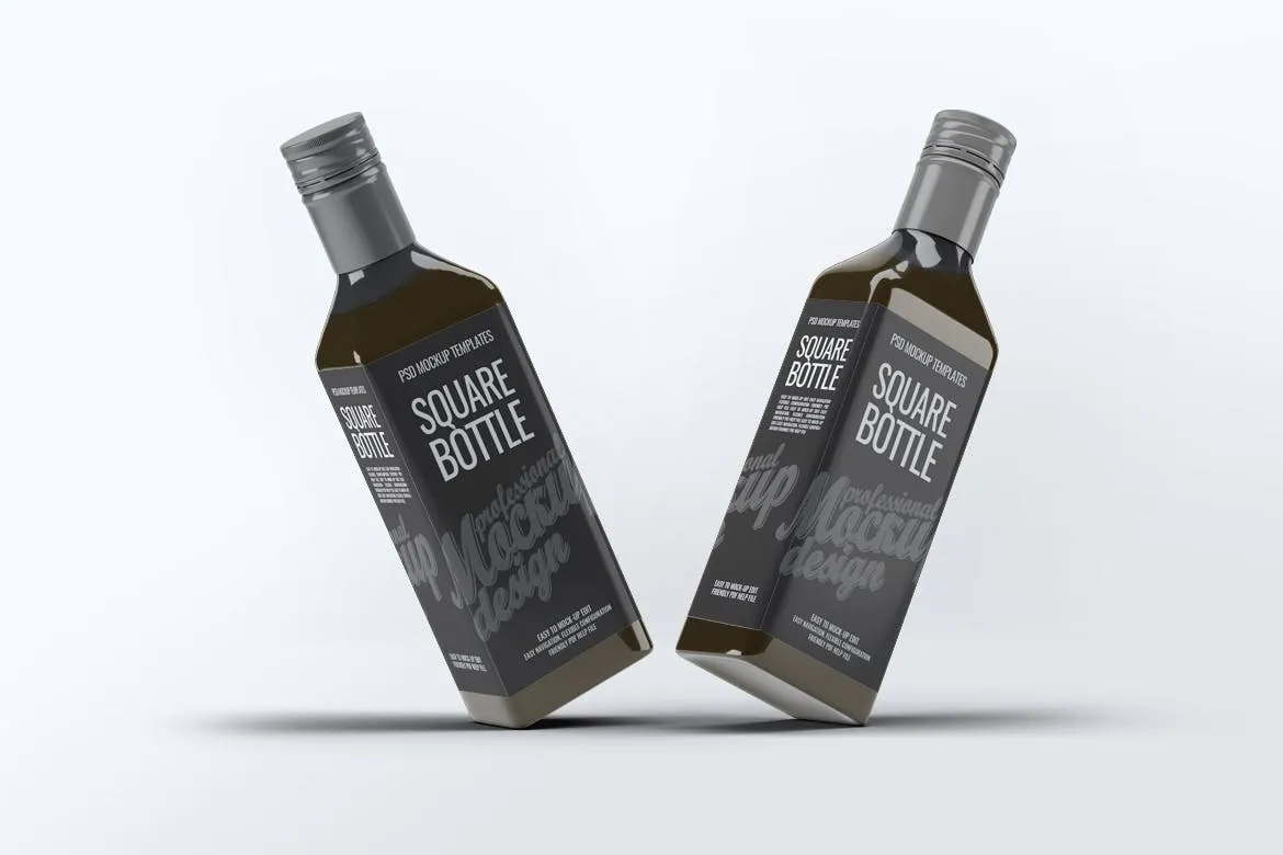方形玻璃瓶设计样机模板 Square Glass Bottle Mock-Up插图(6)