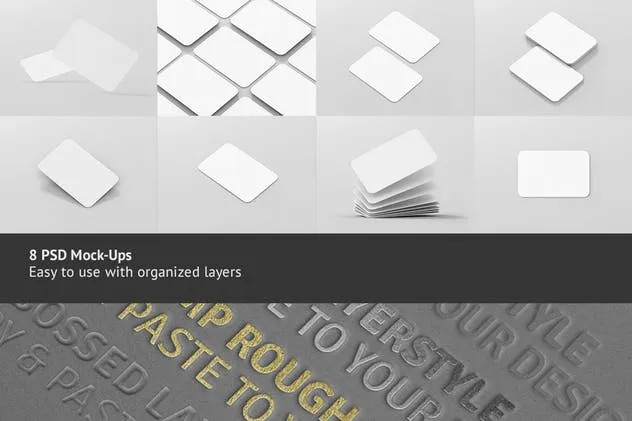 优雅企业圆角名片样机模板 Business Card Mockup Round Corners插图(1)