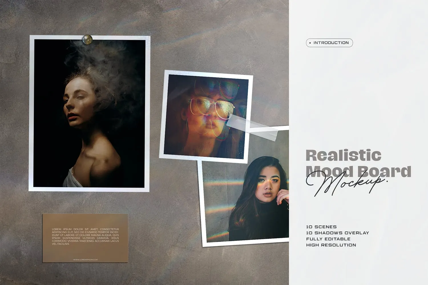 10种风格作品集情绪板展示样机像素设计精选PSD模板 Moodboard Mockup Kit