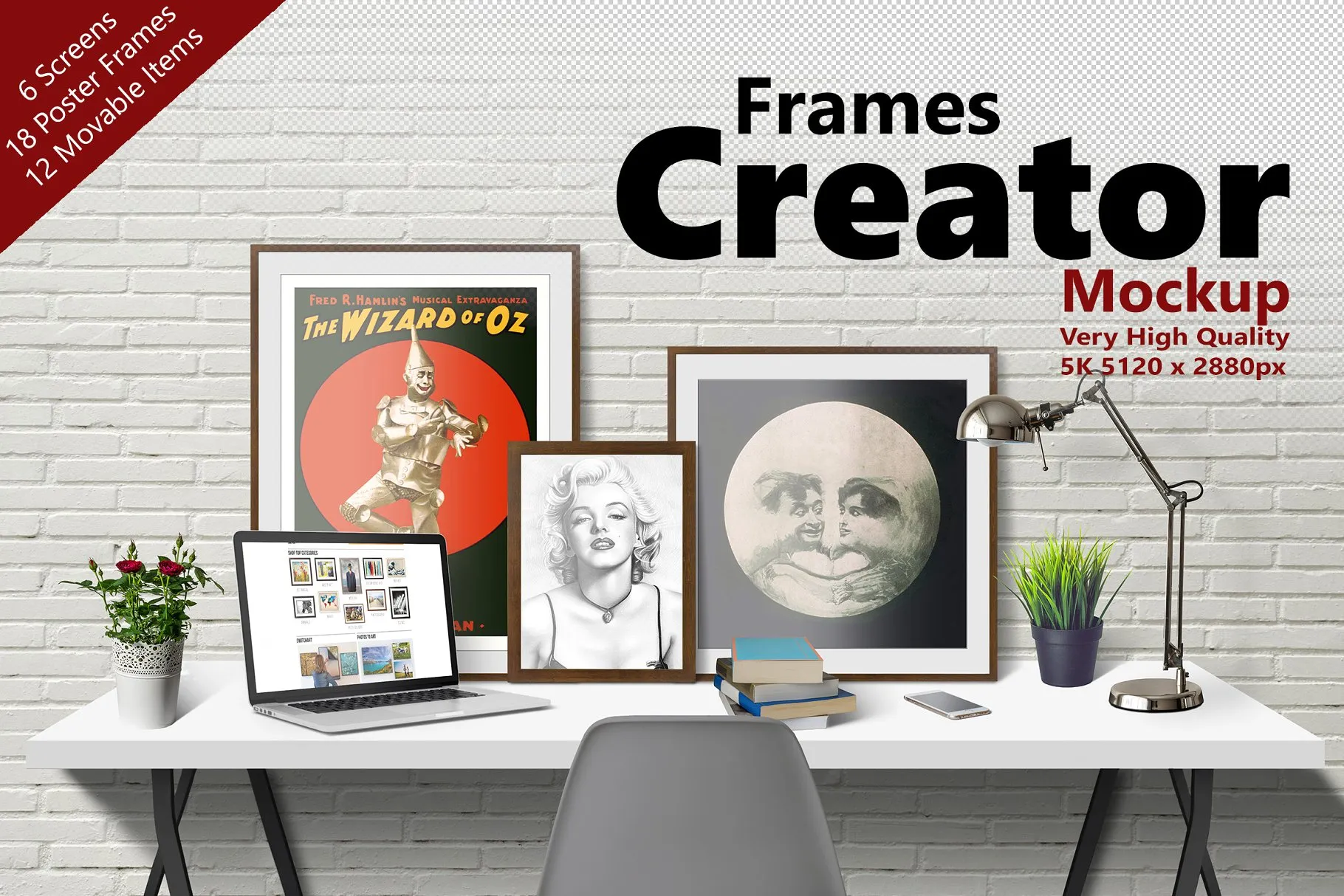 5K高清分辨率相框画框样机 FRAMES CREATOR 5K Mockup插图