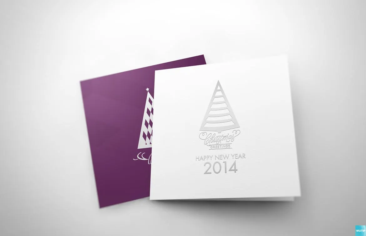 真实质感的新年圣诞节贺卡设计VI样机展示模型mockups插图