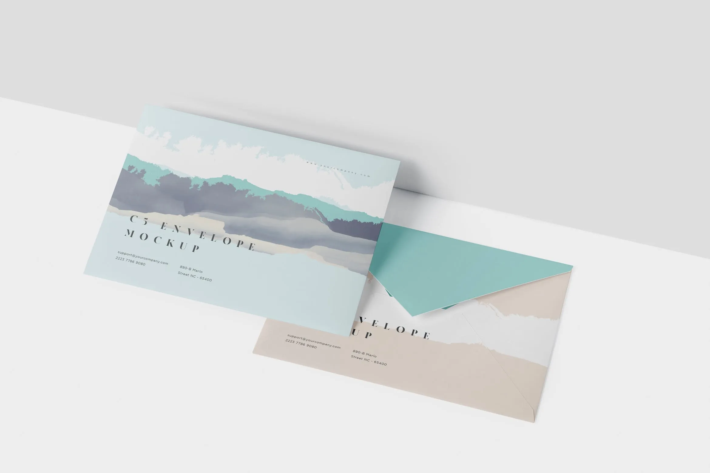 C5规格企业信封设计效果图像素设计精选 Envelope C5 Mock-Up Set