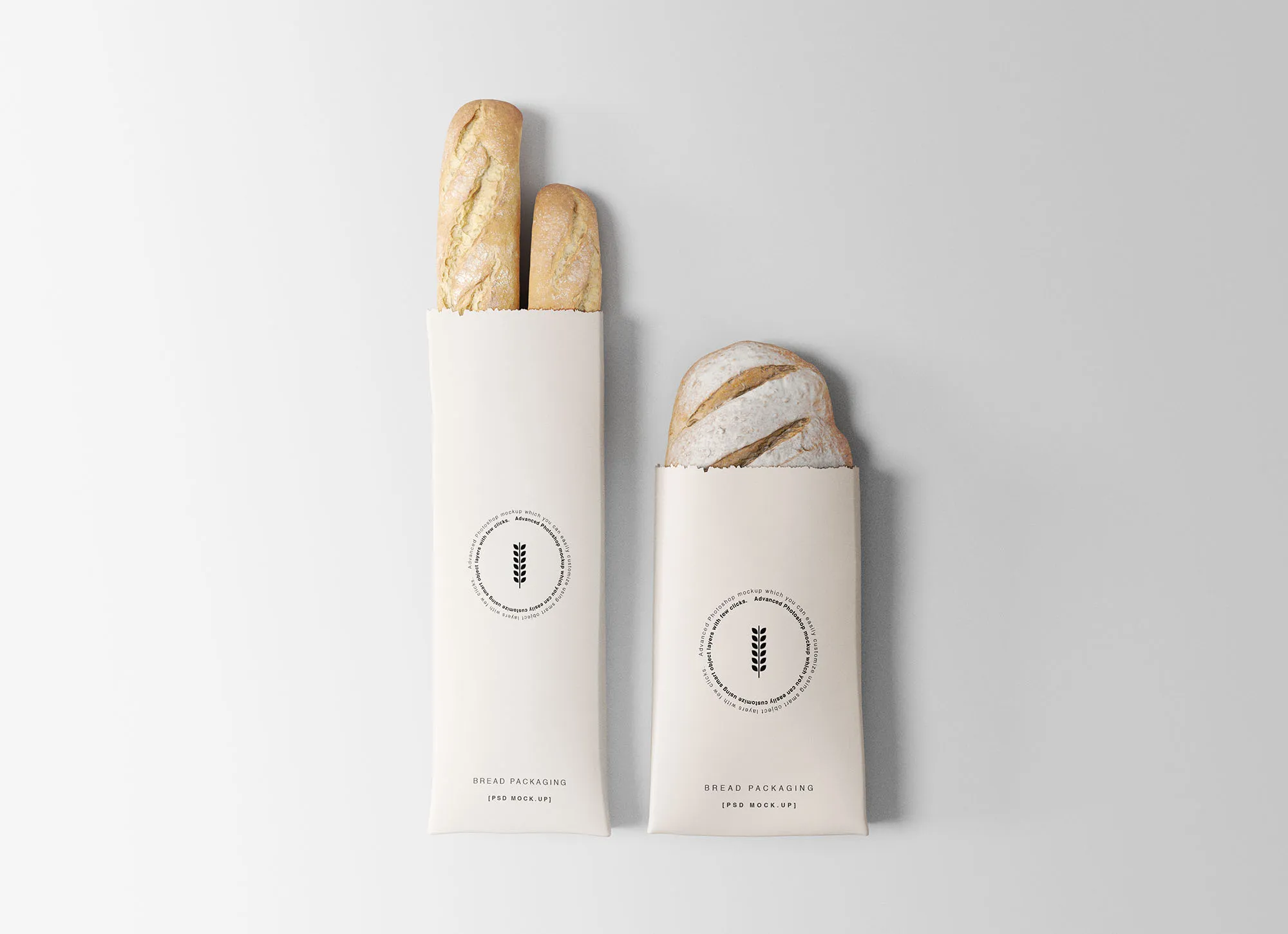 面包外带纸袋印刷设计图像素设计精选 Bread Packaging Mockup