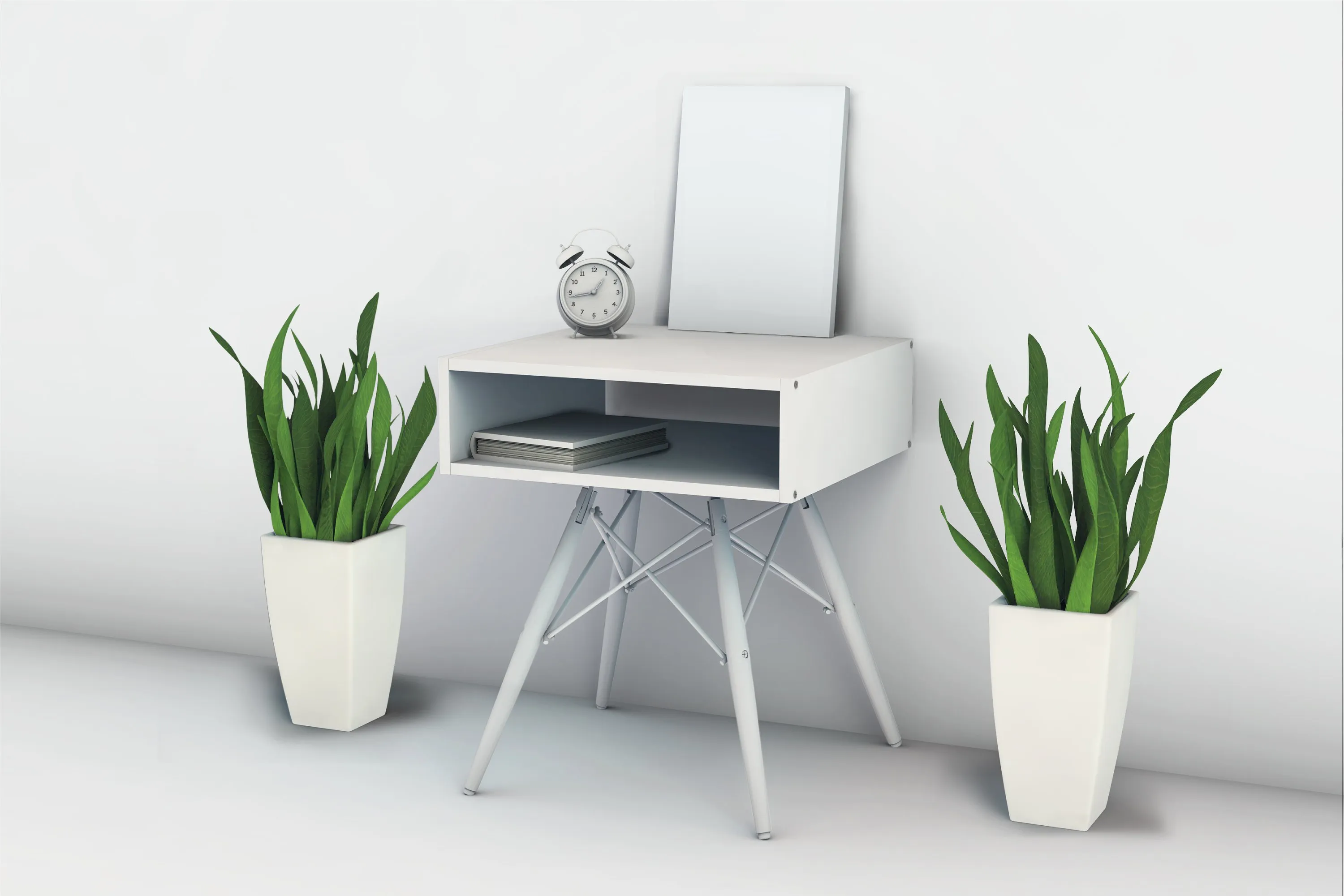 简约固定式办公桌和海报模型Mockups插图(3)