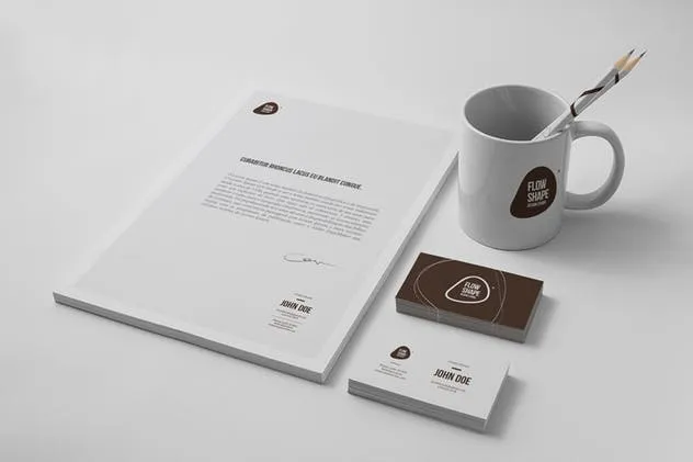 简约时尚多种尺寸名片/A4纸样机模板 Multi-dimension Branding / Identity Mock-up 4插图(5)