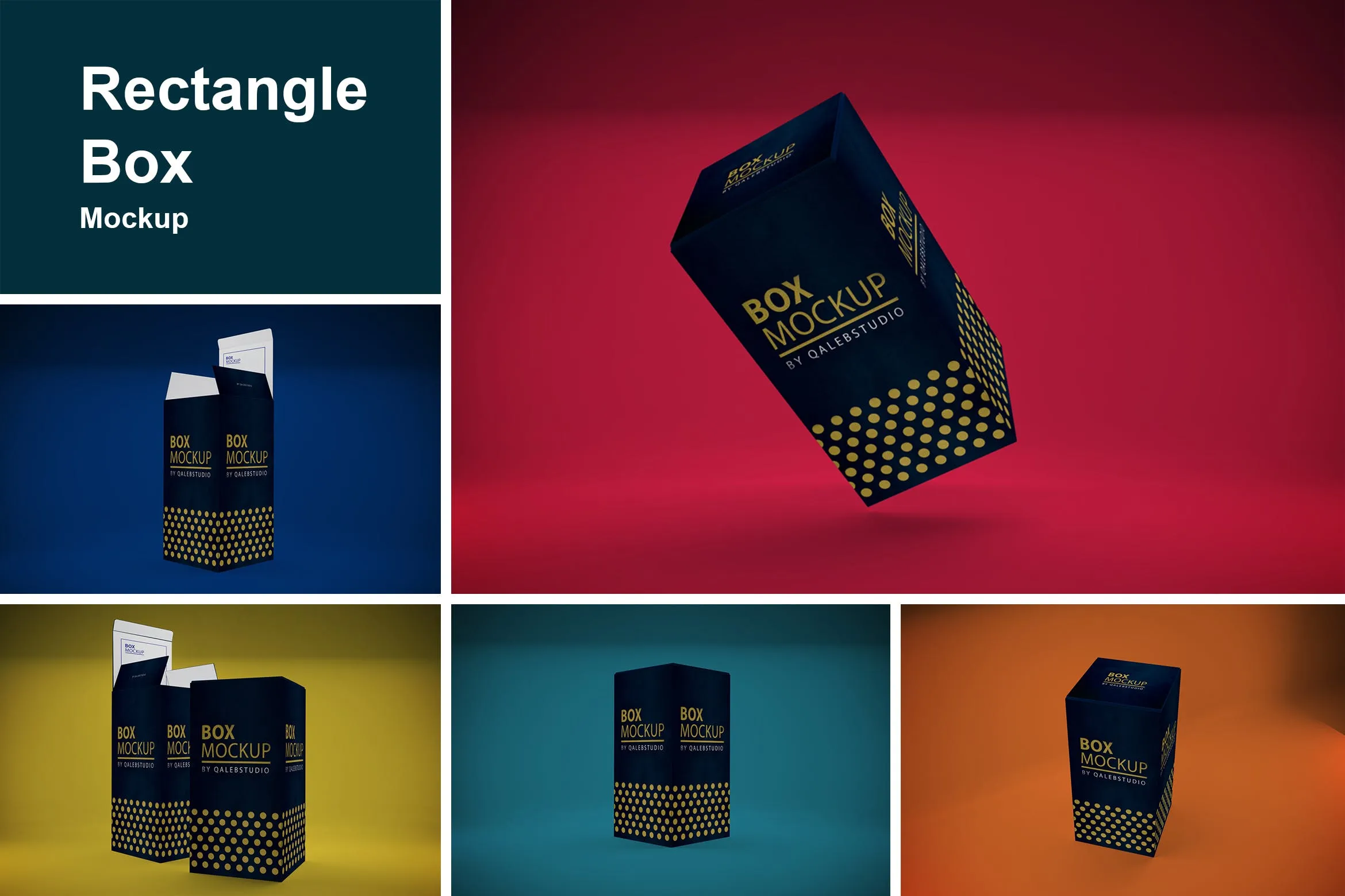 长方体高端产品包装盒外观设计样机模板 Rectangle Box