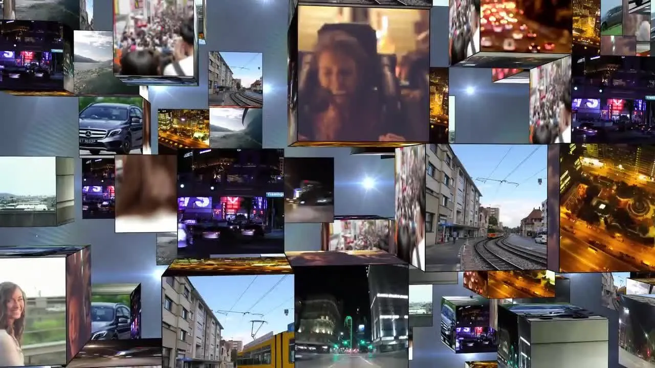 伪3D立方体毛刺和扭曲效果的小故障视频墙像素设计精选AE模板