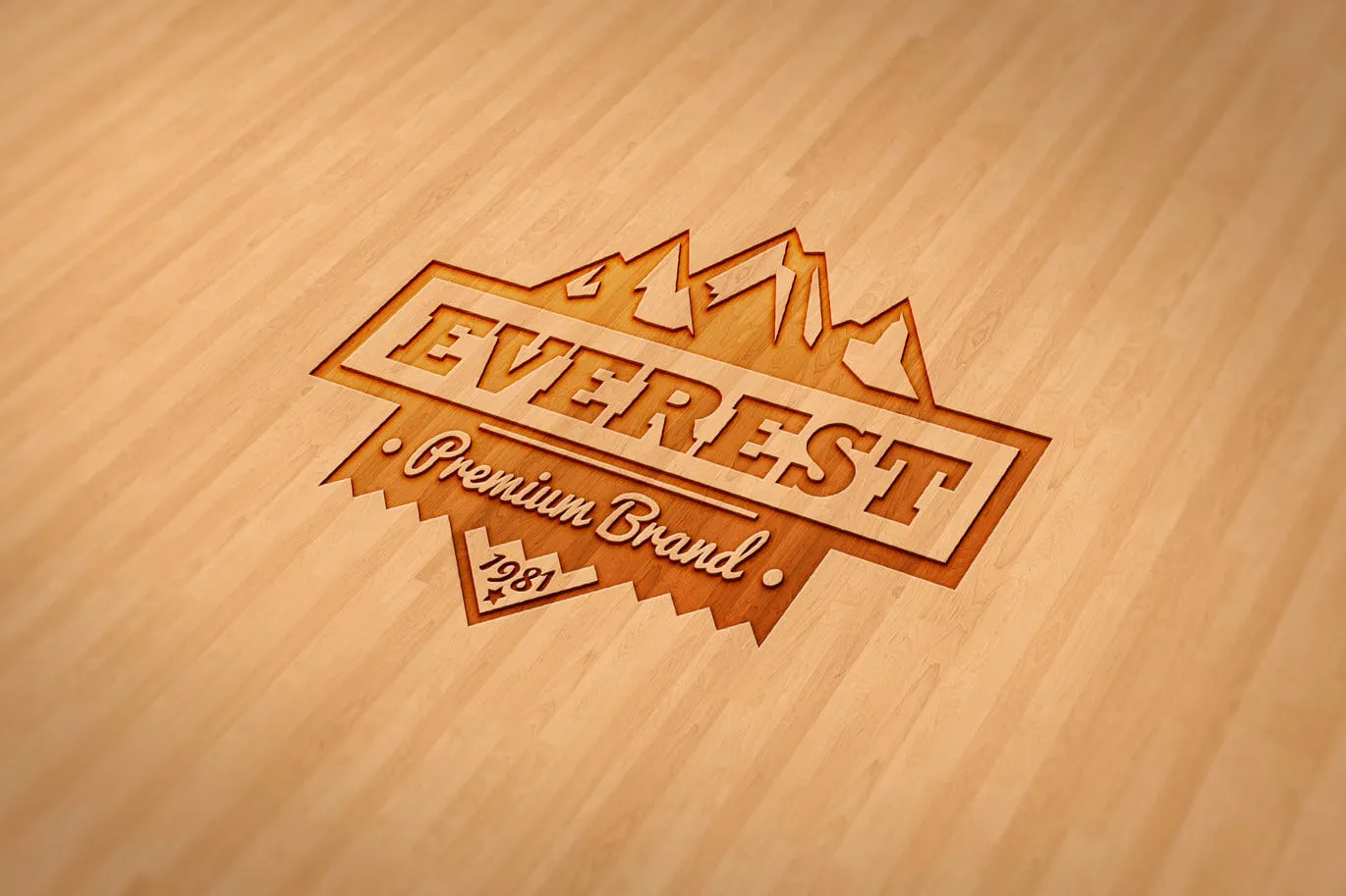 户外运动品牌Logo商标木刻效果图样机模板 Wood Engraved Mockup