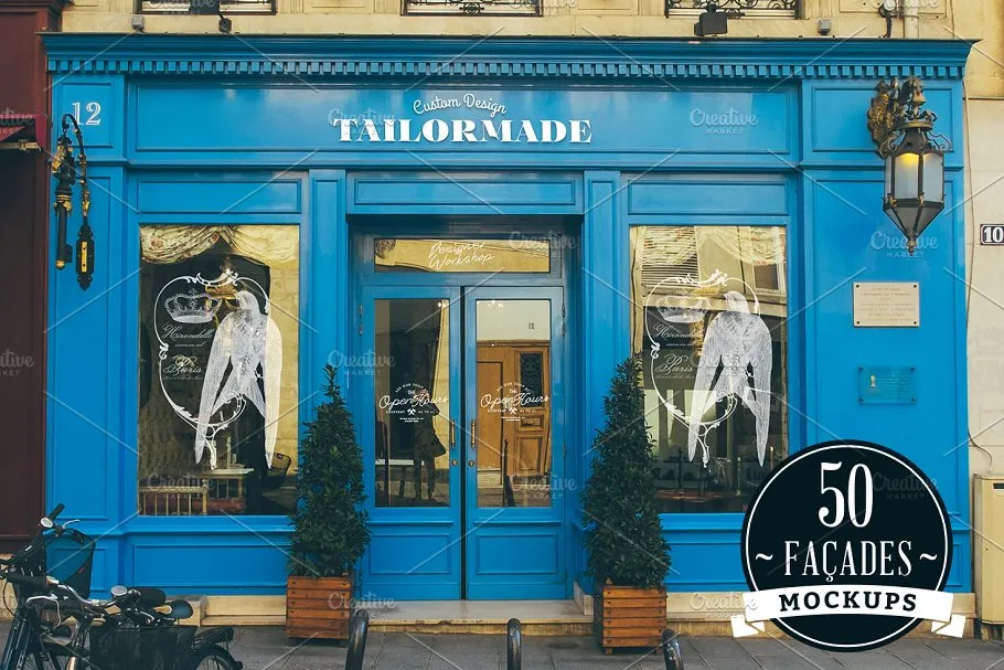 50款各种店铺店招招牌设计展示样机 50 Facades mockups插图