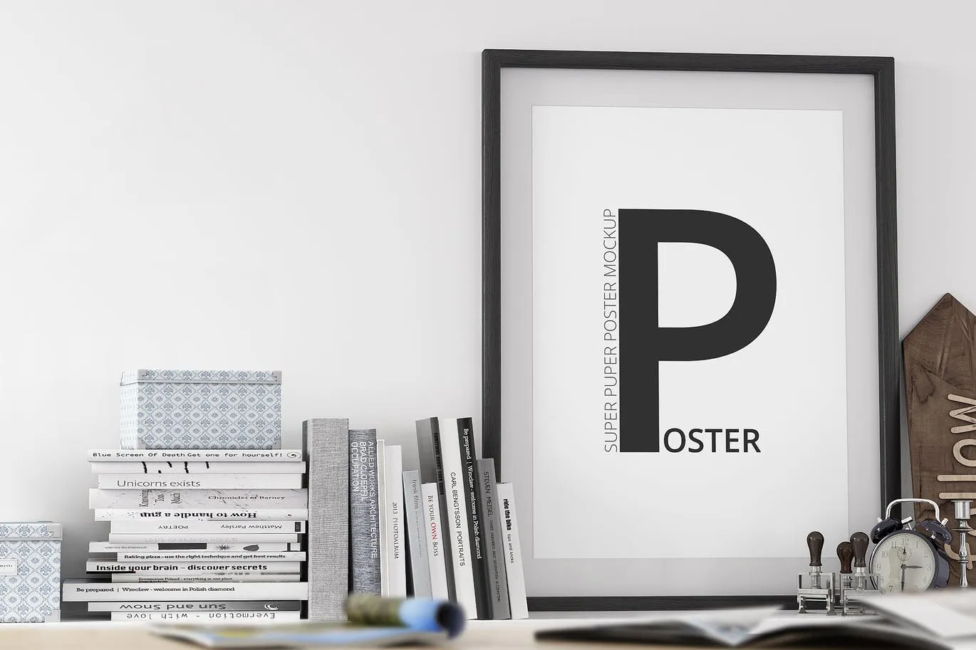 A3/A4规格海报设计画框样机模板 A3 / A4 Poster Mock-up插图