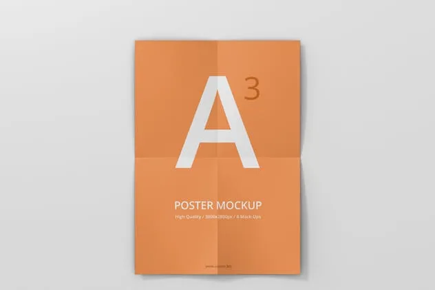 高分辨率带折痕海报样机模板 Poster Mock-Up插图(9)