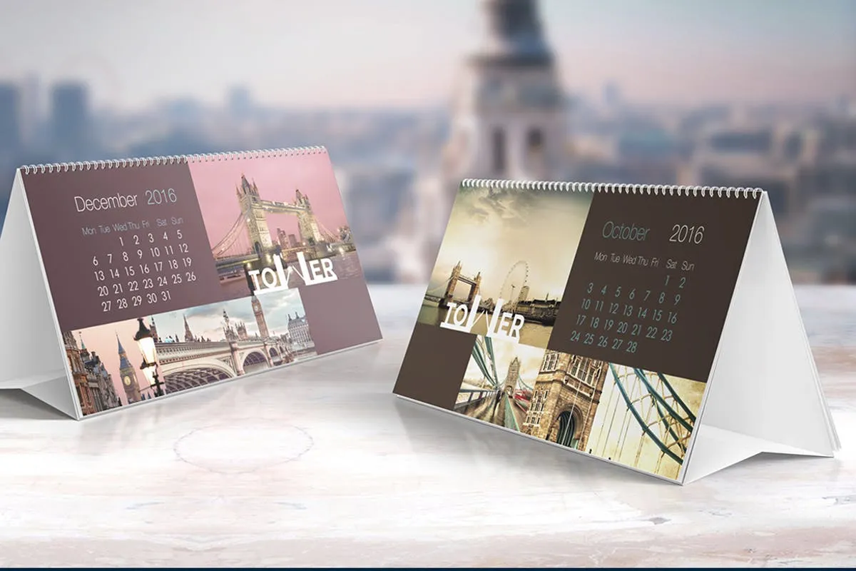 台历日历设计效果图样机像素设计精选模板v2 Desk Calendar Mock-Up vol.2