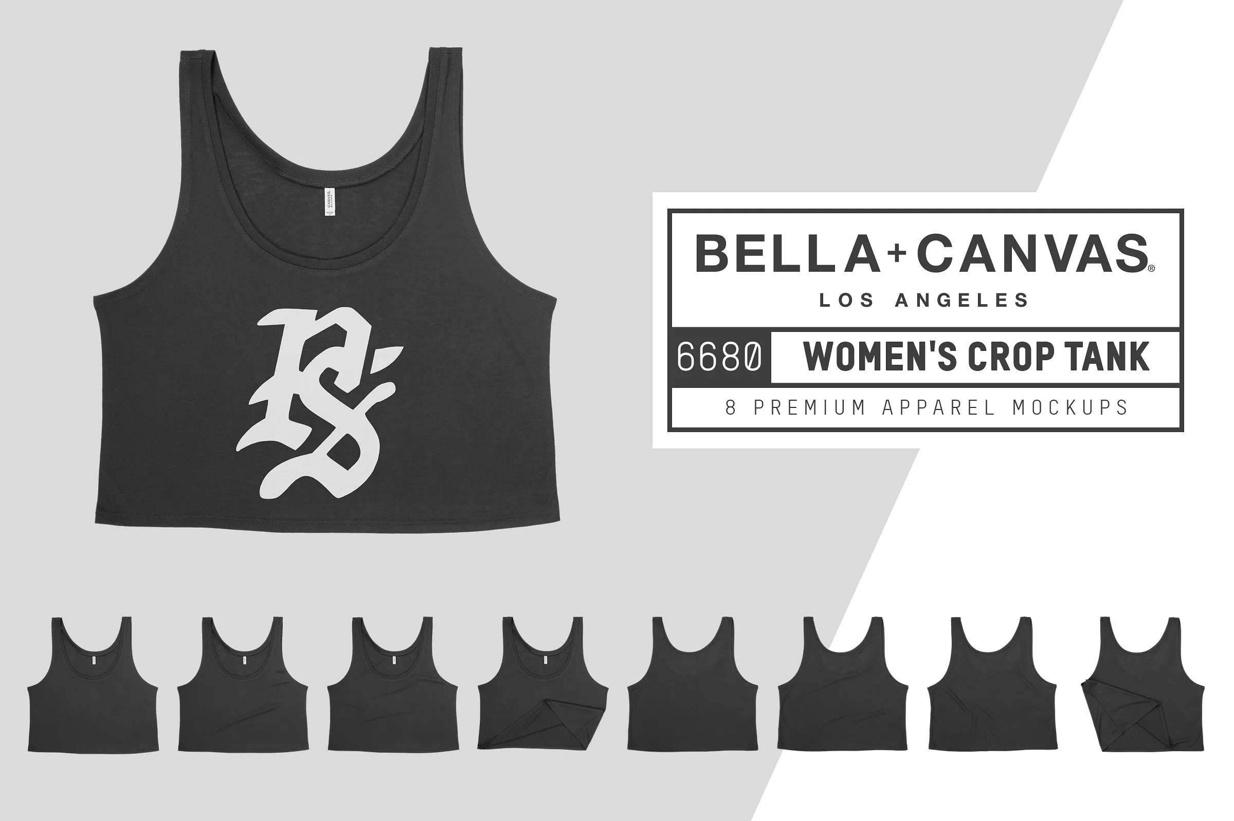 超短款女士运动背心服装样机 Bella Canvas 6680 Women#8217;s Crop Tank