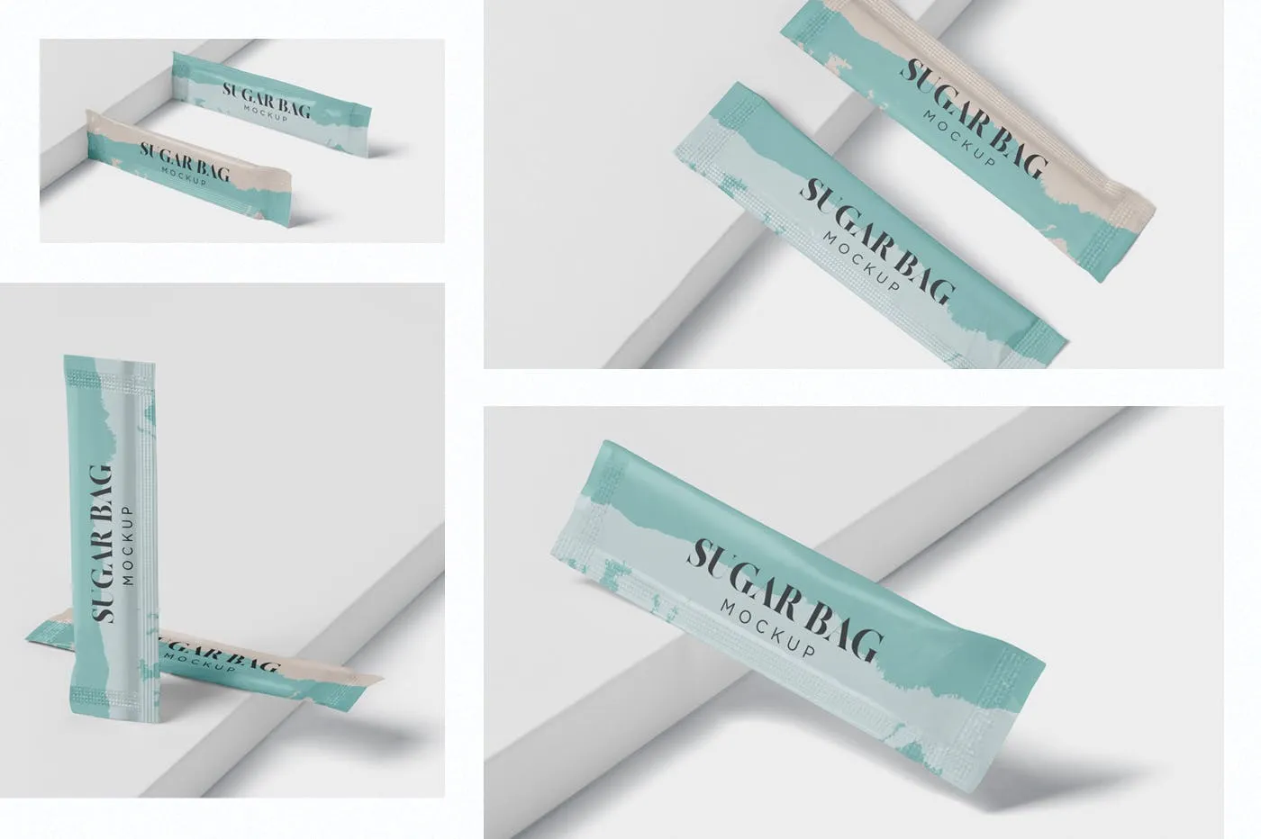 白砂糖长条包装纸袋外观设计图素材库精选 Sugar Bag Mockup – Slim Rectangle插图(1)