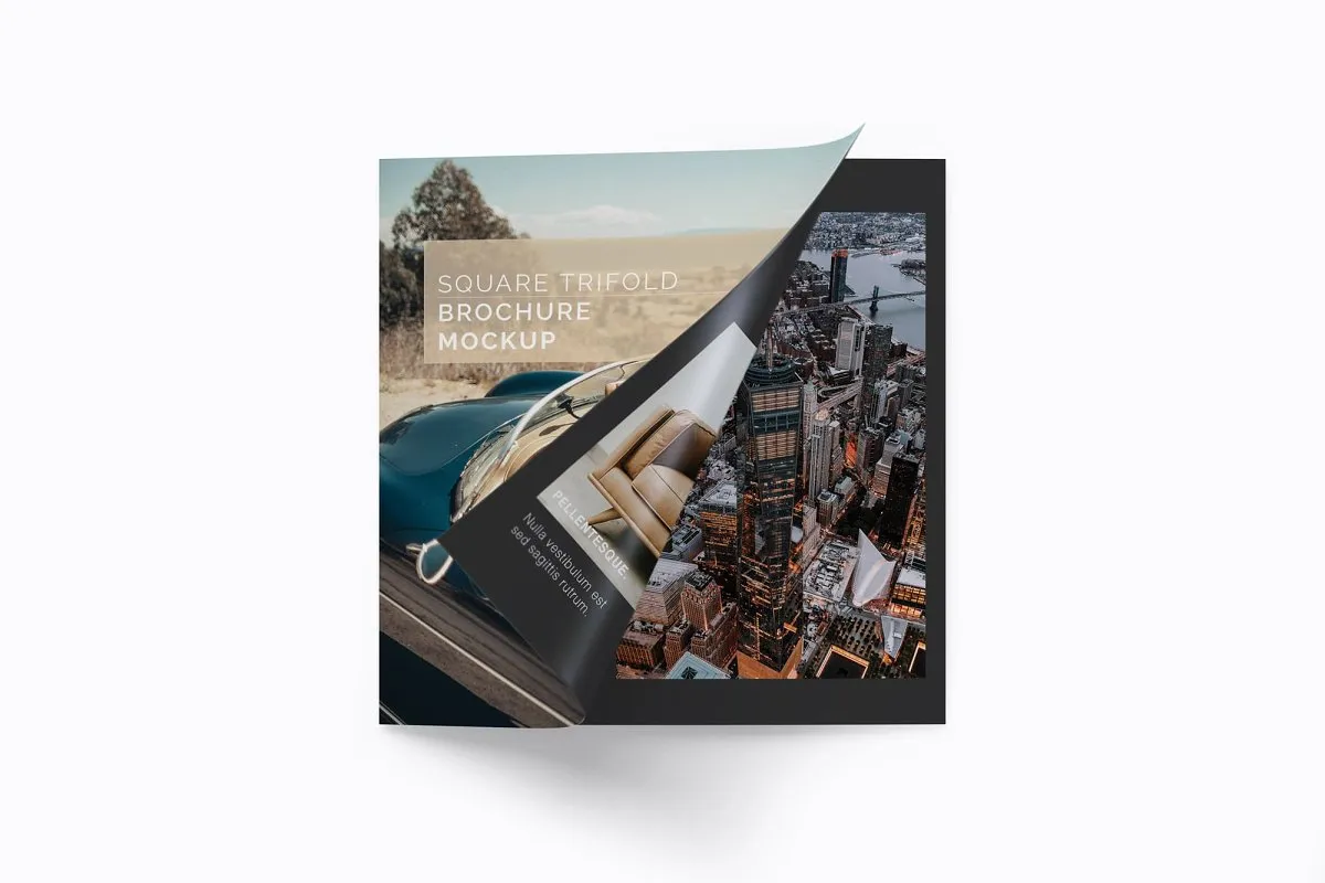 方形三折页宣传册样机插图(3)