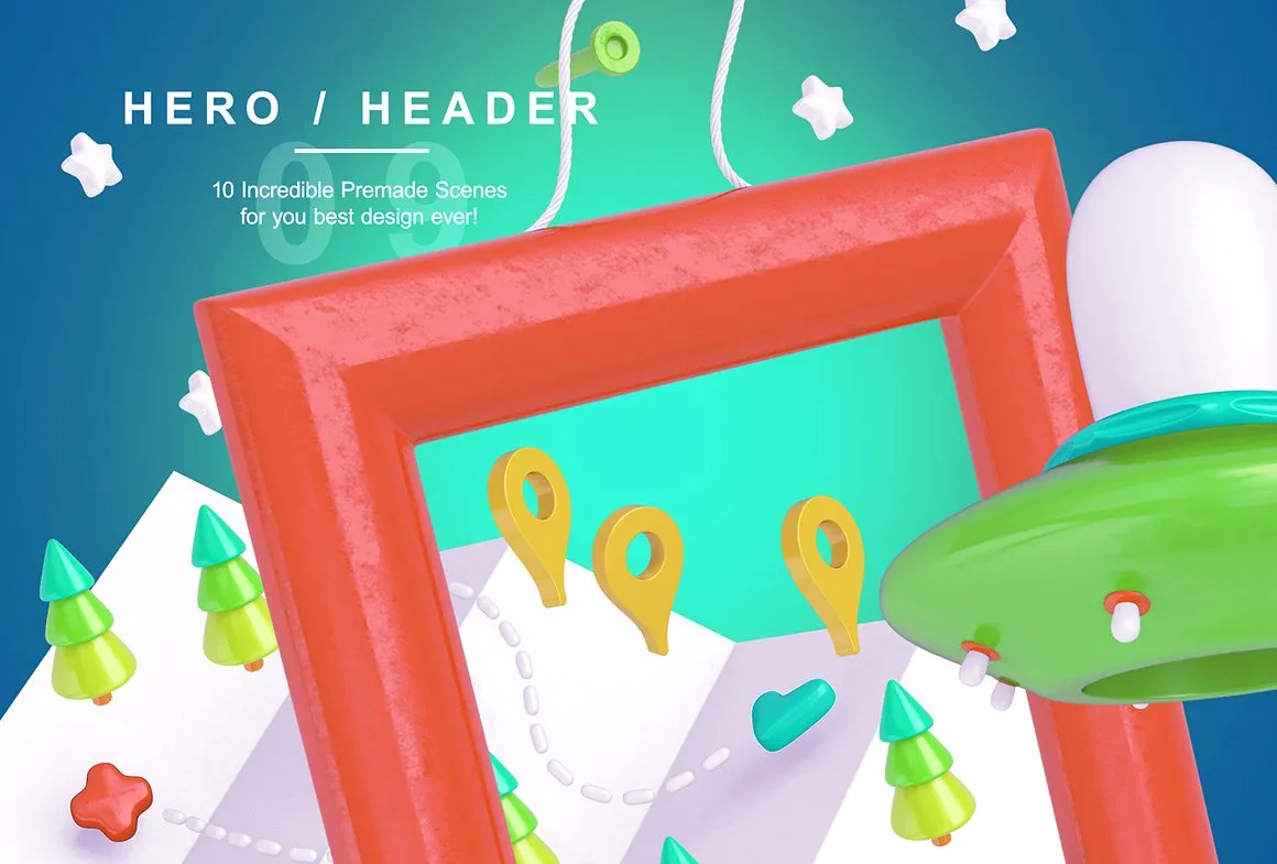 Bright Travel Items Scene Generator卡通风格的旅游物品展示样机下载 1.38 GB[psd]插图(10)