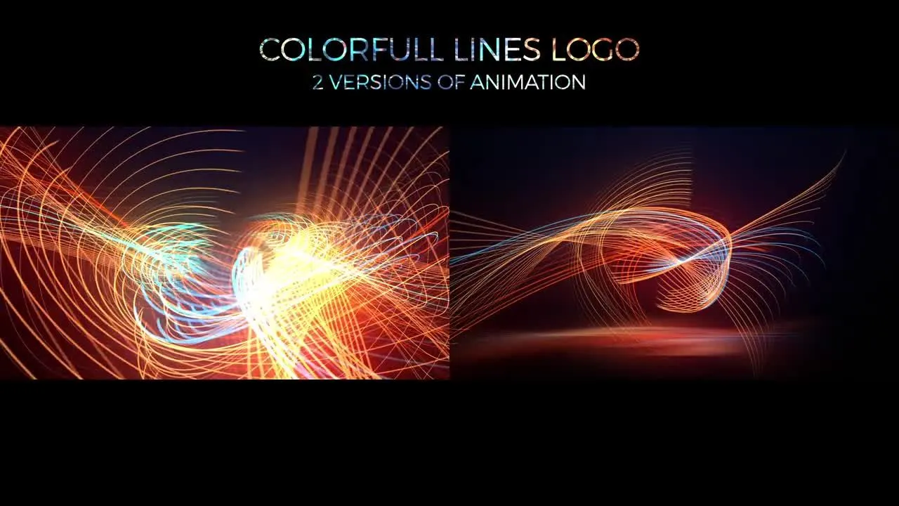 彩色霓虹灯动态线条logo幻灯片片头展示像素设计精选AE模板