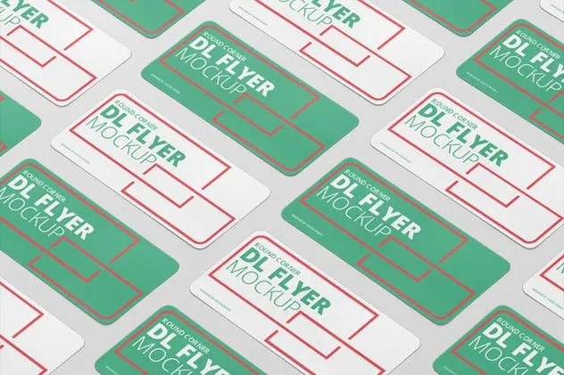 简约DL尺寸平面圆角传单样机 DL Horizontal Flyer Round Corner Mockup插图(8)