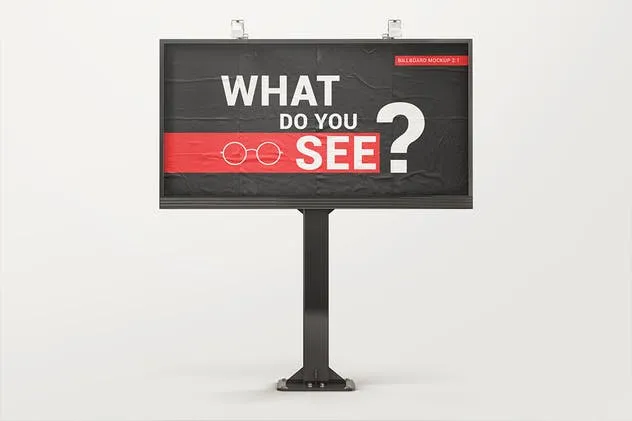 胶合纸效果广告牌样机 Billboard With Glued Paper Effect Mockups插图(1)