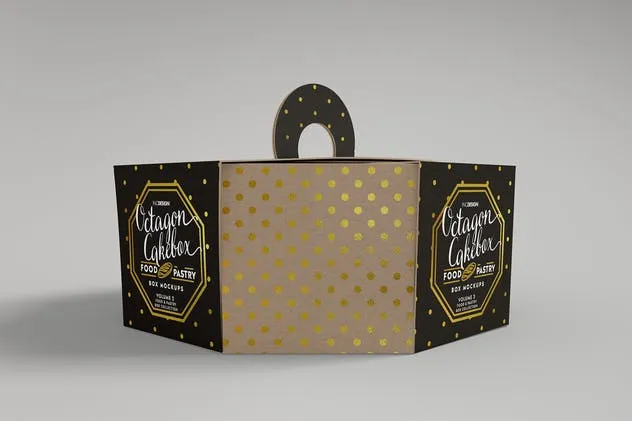 生日蛋糕八角形包装盒样机Vol.3 Food Pastry Boxes Vol.3: Packaging Mockups插图(6)